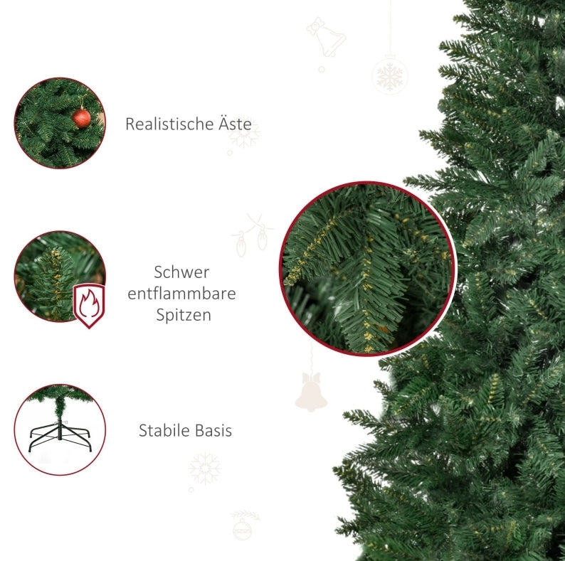 Albero di Natale artificiale ULEVR 180 cm con 724 rami e base in acciaio, verde