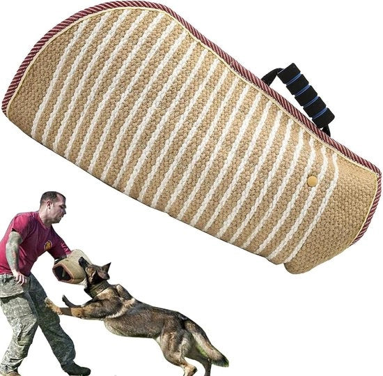Guardia per protezione delle braccia in juta per cani con manico per addestramento