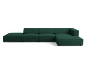 Cosmopolitan Design - Divano angolare destro "Arendal" 5 posti in ciniglia con effetto a coste verde bottiglia 