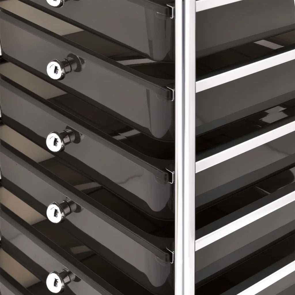 Carrello Portaoggetti Mobile con 10 Cassetti Nero in Plastica CFW5727955