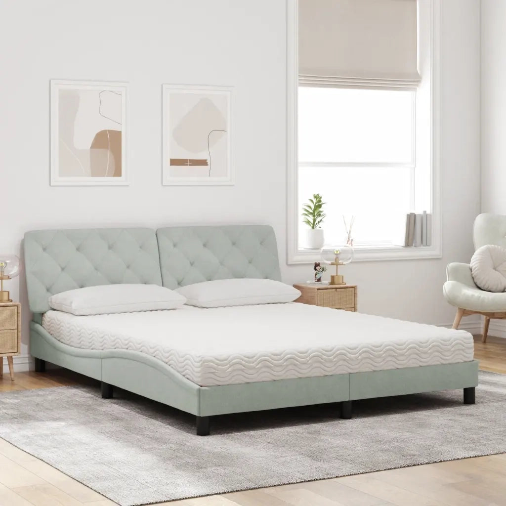 Letto con Materasso Grigio Chiaro 160x200 cm in Velluto 3208664
