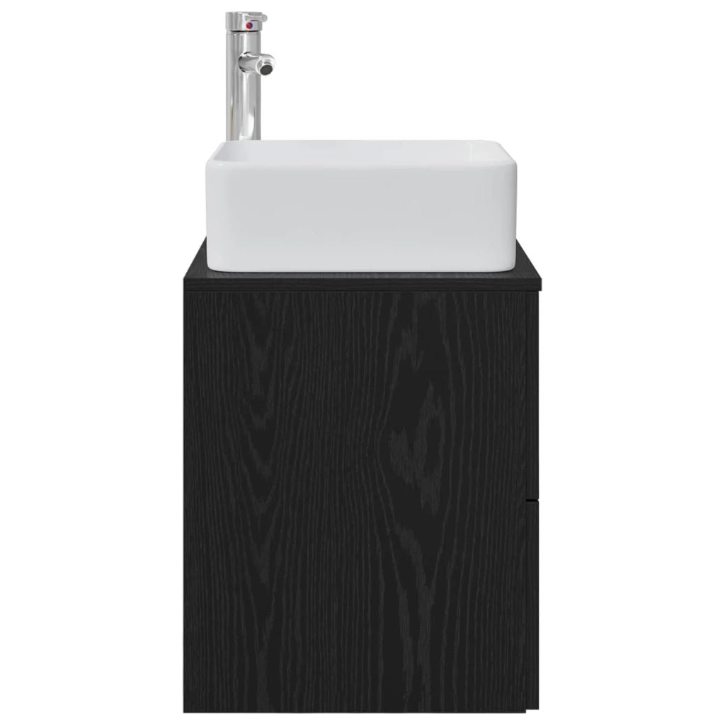 Mobile Lavabo da Parete Rovere Nero 53 x 34,5 x 63 cm 890287