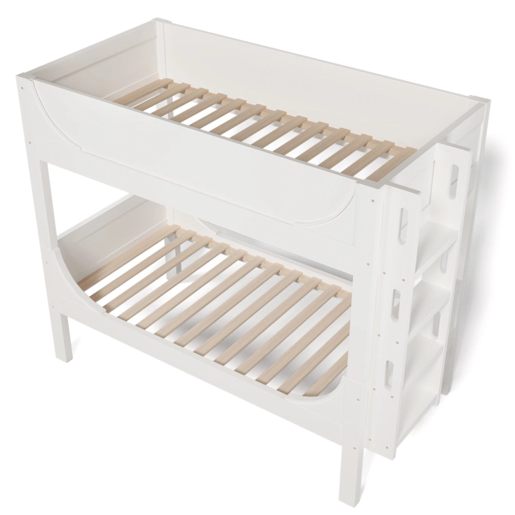 Letto a castello separabile 90x200 cm bianco con scala reversibile e design a slitta