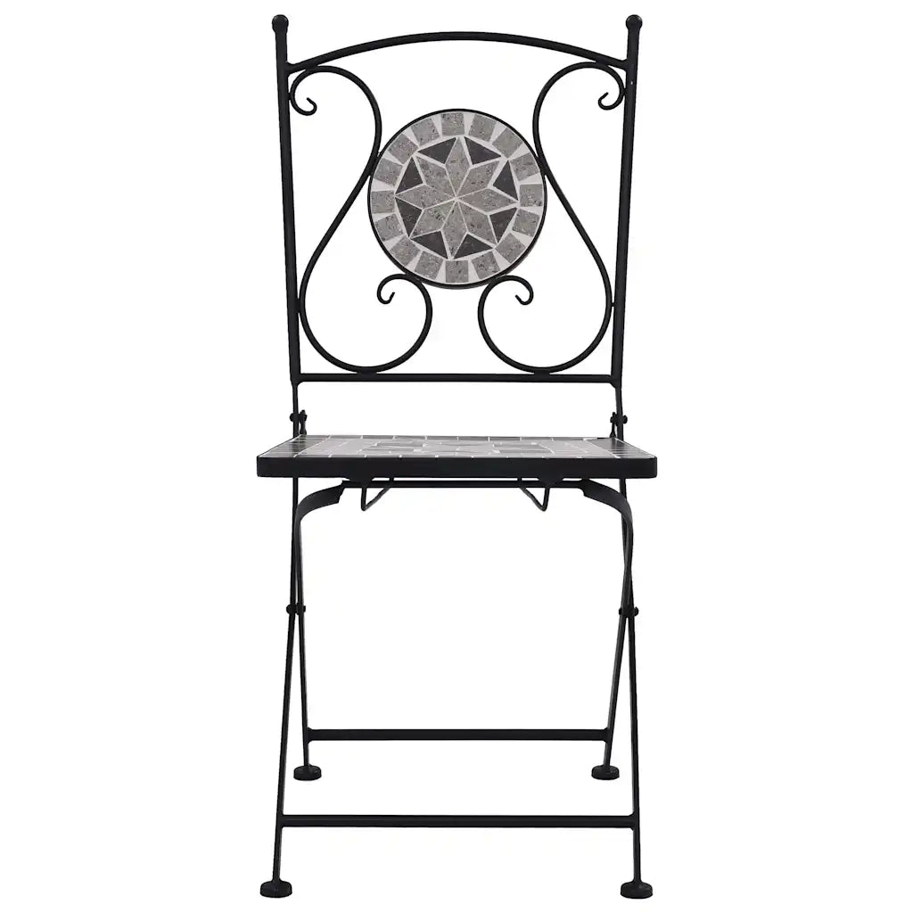 Sedie da BistrÃ² con Mosaico 2 pz Grigie cod mxl 7112