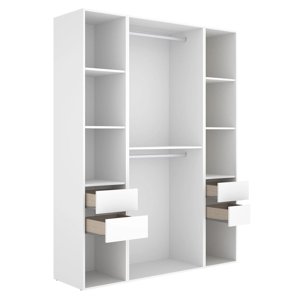 Armadio Camera da Letto Gardiner, Guardaroba Grande 7 Ripiani, 45x205h cm Bianco