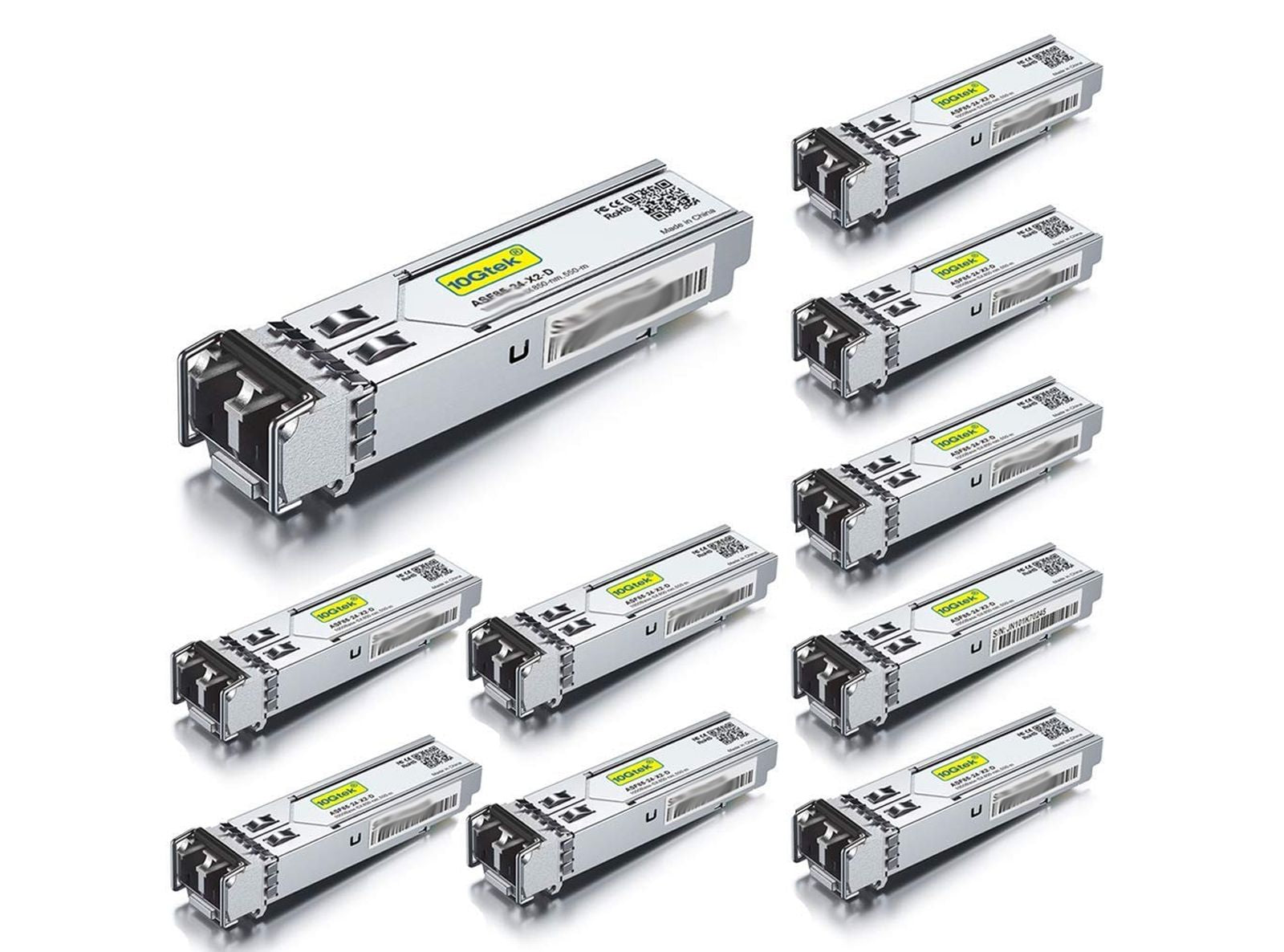 10Gtek 10 pcs 1G SFP SX LC Modulo Multimodale 1000Base-SX Mini Gbic Transceiver Compatibile per Cisco GLC-SX-MMD Meraki Ubiquiti TP-Link Mikrotik Netgear D-Link Zyxel Open Switch