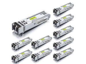 10Gtek 10 pcs 1G SFP SX LC Modulo Multimodale 1000Base-SX Mini Gbic Transceiver Compatibile per Cisco GLC-SX-MMD Meraki Ubiquiti TP-Link Mikrotik Netgear D-Link Zyxel Open Switch