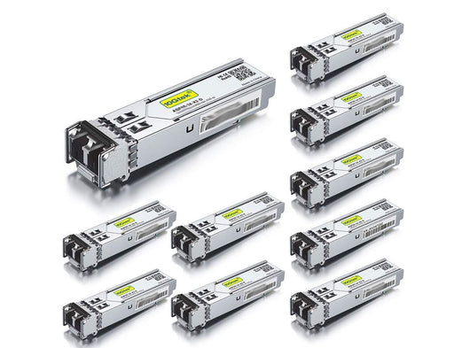 10Gtek 10 pcs 1G SFP SX LC Modulo Multimodale 1000Base-SX Mini Gbic Transceiver Compatibile per Cisco GLC-SX-MMD Meraki Ubiquiti TP-Link Mikrotik Netgear D-Link Zyxel Open Switch