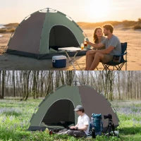 Tenda da Campeggio 2 Posti con Borsa da Trasporto, Ganci per Lampade e Tasche Portaoggetti, 210x210x135 cm