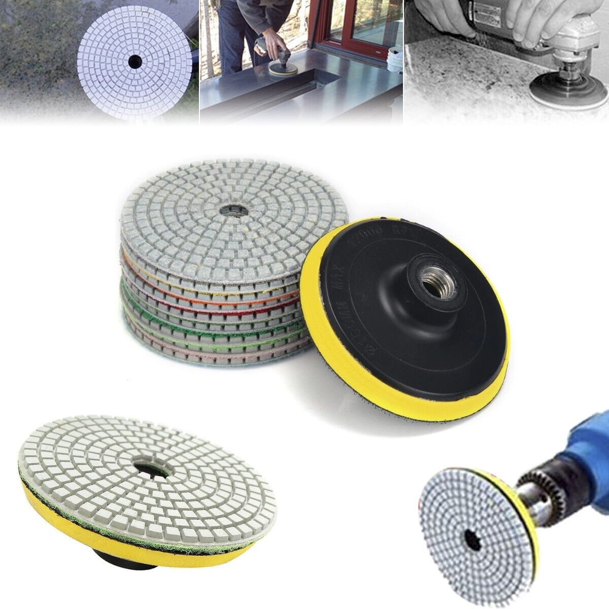 10PZ Disco 100mm per lucidatura lucidatura levigatura marmo granito Art. 07353