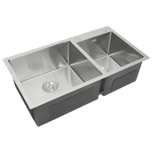 Lavello Doppio Acciaio Inox Sottotop Sottopiano Integrato Satinato Vasca 60x45cm