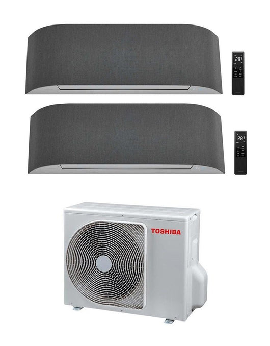 Climatizzatore Condizionatore Toshiba Dual Split Inverter serie HAORI 10000+13000 (9000+12000) con RAS-2M14U2AVG-E Wi-Fi Integrato Grigio Chiaro/Grigio Scuro 10+13 (9+12) - NOVITA' Grigio Scuro