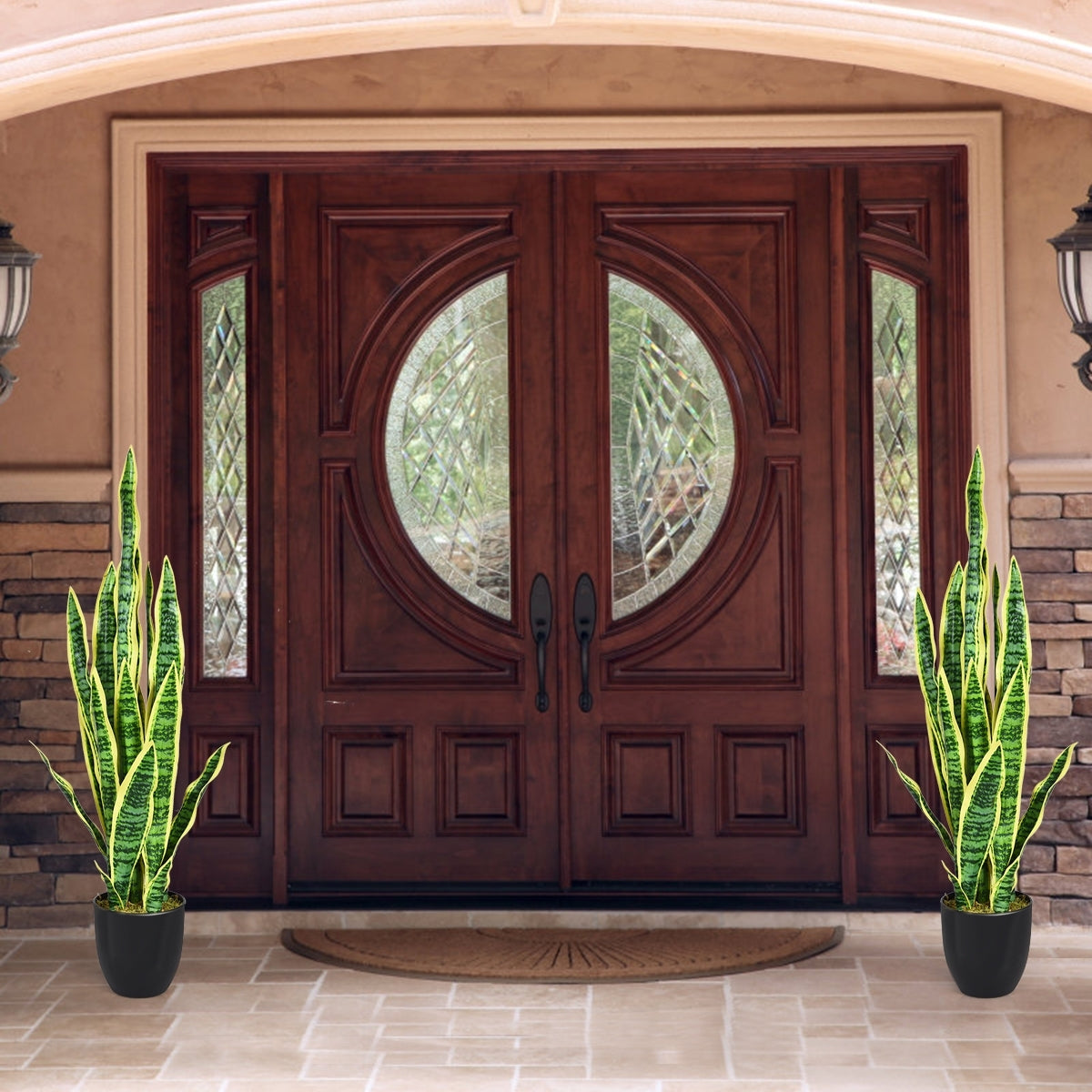 Pianta artificiale sansevieria finta da 90cm con serpente con vaso e 20 foglie, agave finta per casa giardino ufficio-Piante artificiali