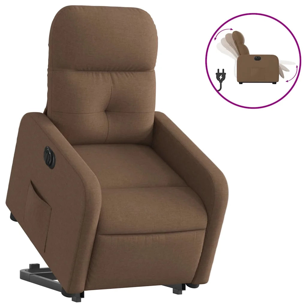 Poltrona Alzapersona Reclinabile Elettrica Marrone Tessuto 3206817