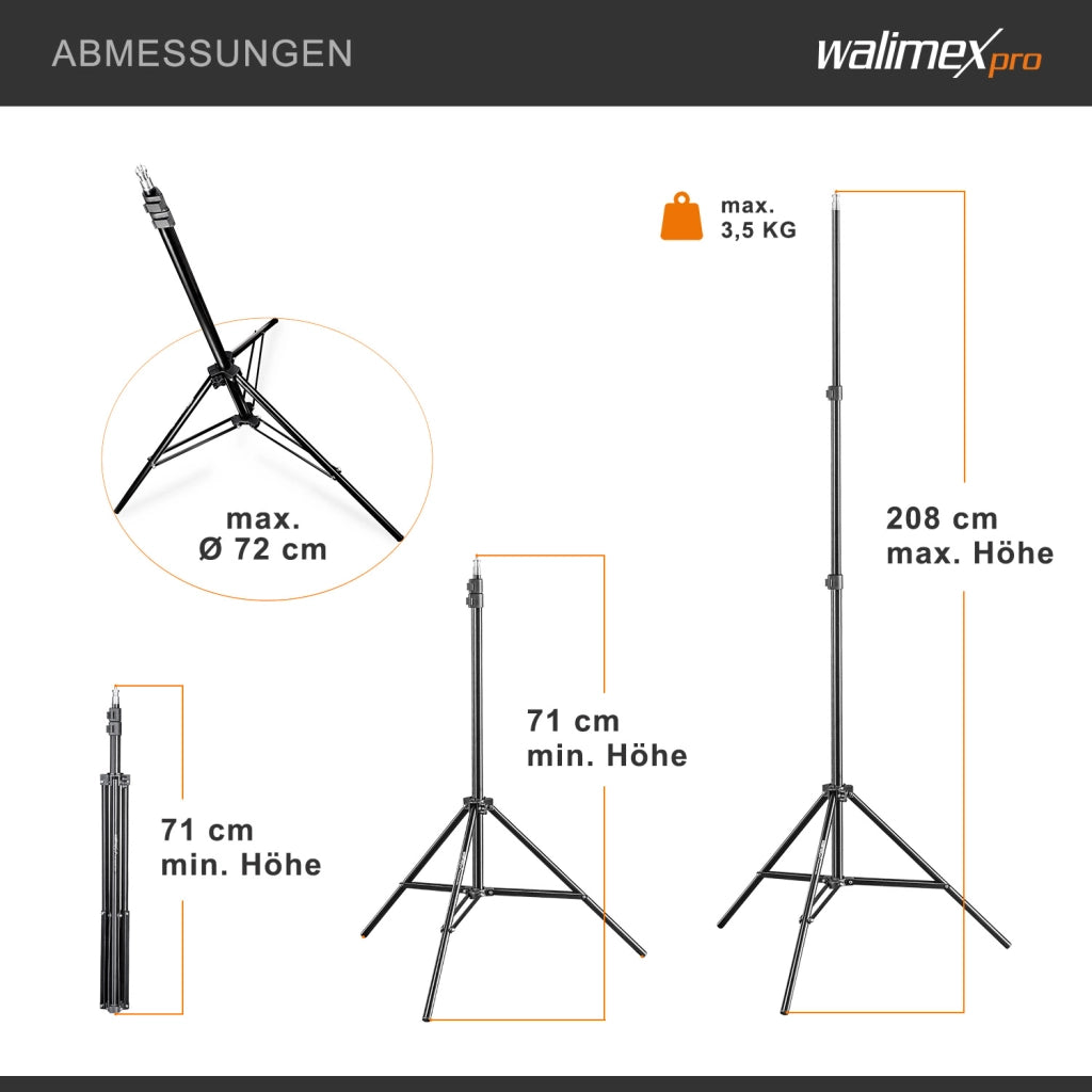 Set premium per studio fotografico incl. 2x treppiede lampada, 2x softbox LED 45 W bicolore e sfondo, potente illuminazione video per interno