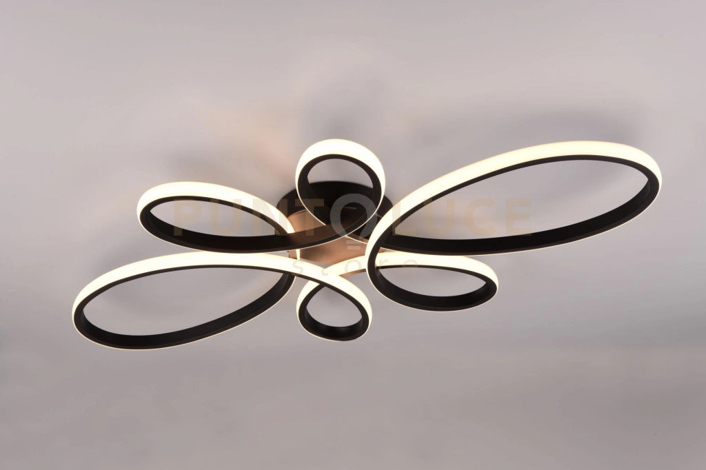 FLY PLAFONIERA GRANDE LED 32W 3900lm, 3000K  NERA CON REGOLAZIONE INTENSITA' CON NORMALE INTERRUTTORE L. 83CM
