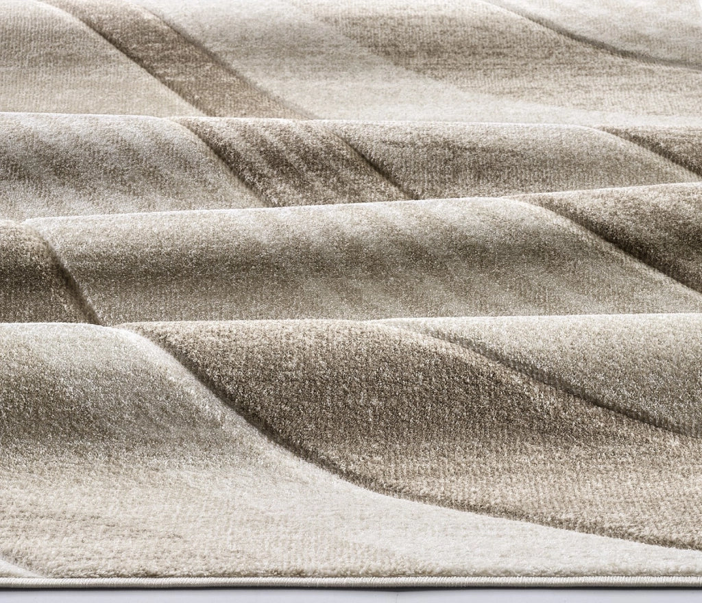 Tappeto FUNNY 87101 beige cm.240x340 pelo morbido motivo a onde moderno