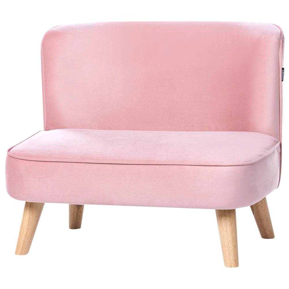 Divano per bambini rivestito in velluto senza braccioli rosa per bambini piccoli stile moderno