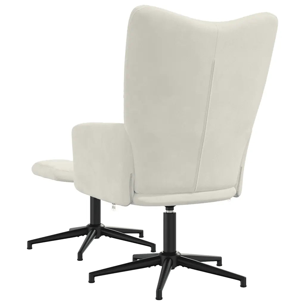 Poltrona Relax con Poggiapiedi Bianco Crema in Velluto cod mxl 21613