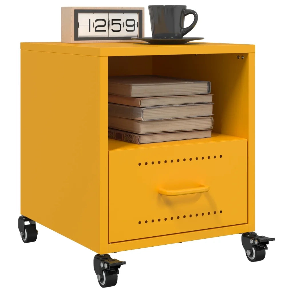vidaXL Comodino Giallo Senape 36x39x43,5 cm in Acciaio