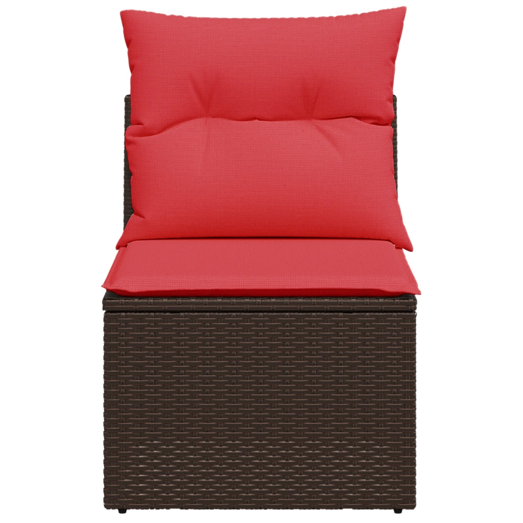 Sedia da giardino senza braccioli con cuscini marrone in polyrattan CFW6679567
