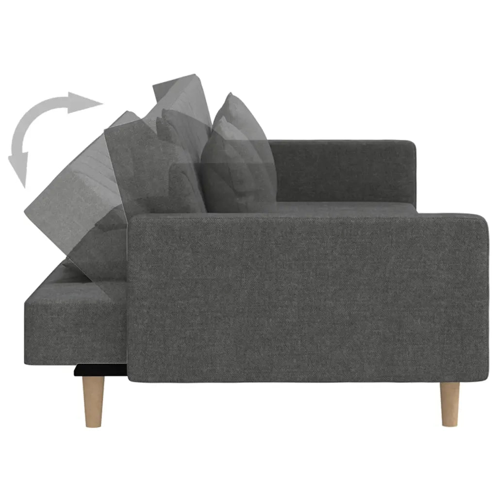 Divano Letto a 2 Posti con 2 Cuscini Grigio Scuro in Tessuto 375900