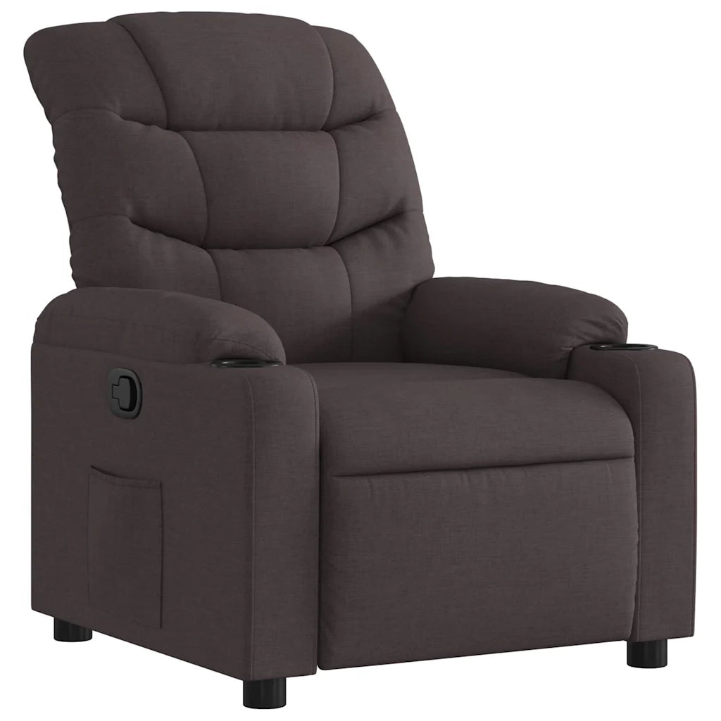 Poltrona Reclinabile Marrone Scuro in Tessuto 374152