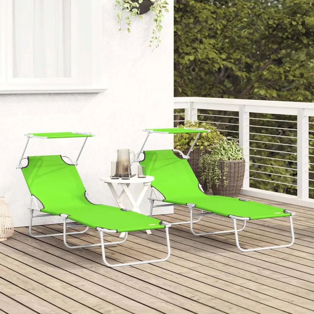 Lettino da sole 2 pcs Verde 58 x 188 x 77cm Poliestere 42003064