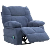 Poltrona Massaggiante Riscaldante Reclinabile Girevole, fino a 150 kg, Telaio in Metallo, 98x90x98cm, Blu