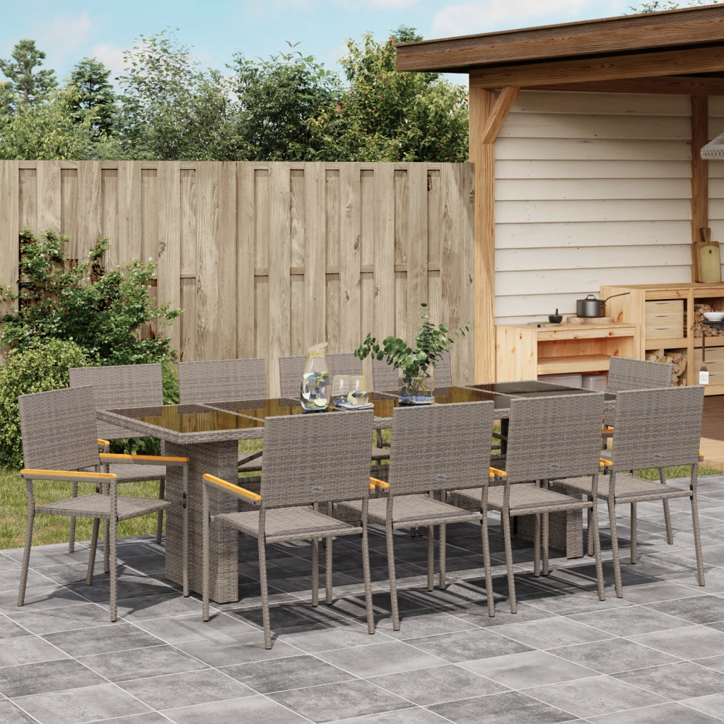 Set da Pranzo da Giardino di 11 Pezzi  Grigio in Polyrattan