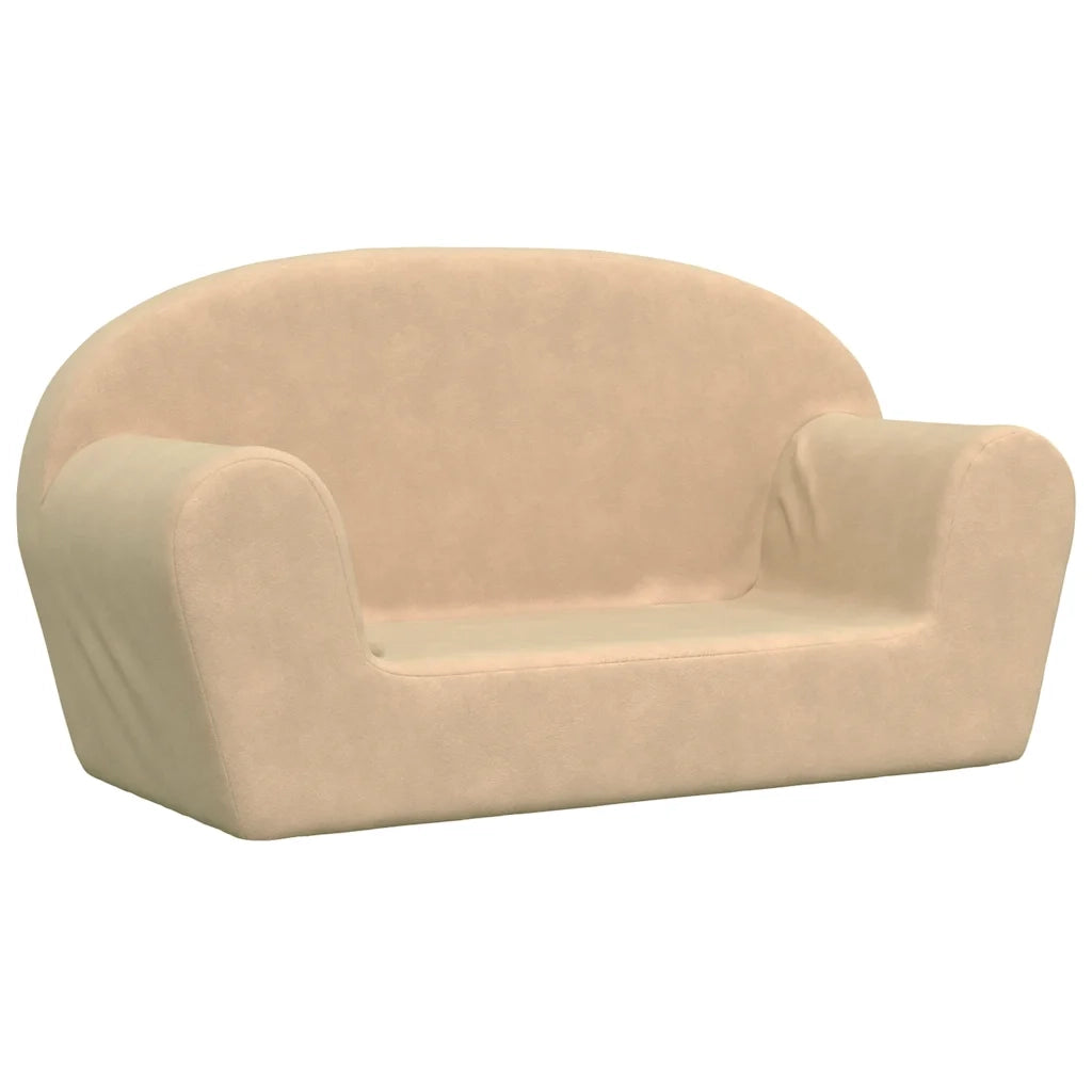 Divano per Bambini a 2 Posti-Sofa-Divanetto Crema in Morbido Peluche 425533