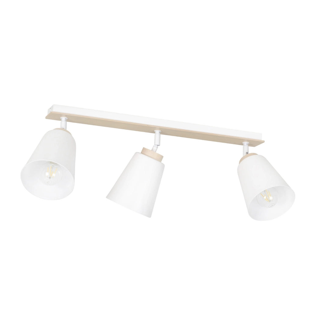 Plafoniera Emibig Atlas 3 bianca/legno 3xE27 90cm IP20