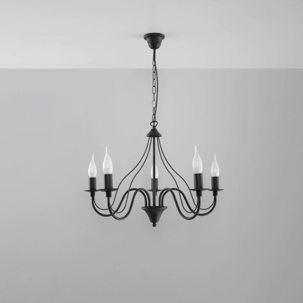 Lampadario a candela nero PALADA Pure Lume 5xE14 12W