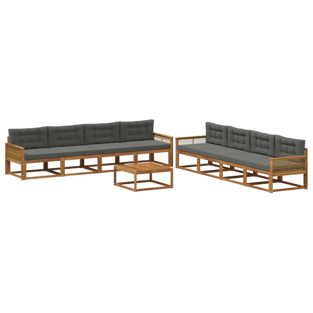 Set di divani da esterno con cuscino 9 pcs Naturale e Antracite