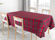Tovaglia Cucina Soggiorno Misto Cotone Fantasia Tinto In Filo Con Lurex Mod. Natalina Scozzese - 140x180cm - Rosso