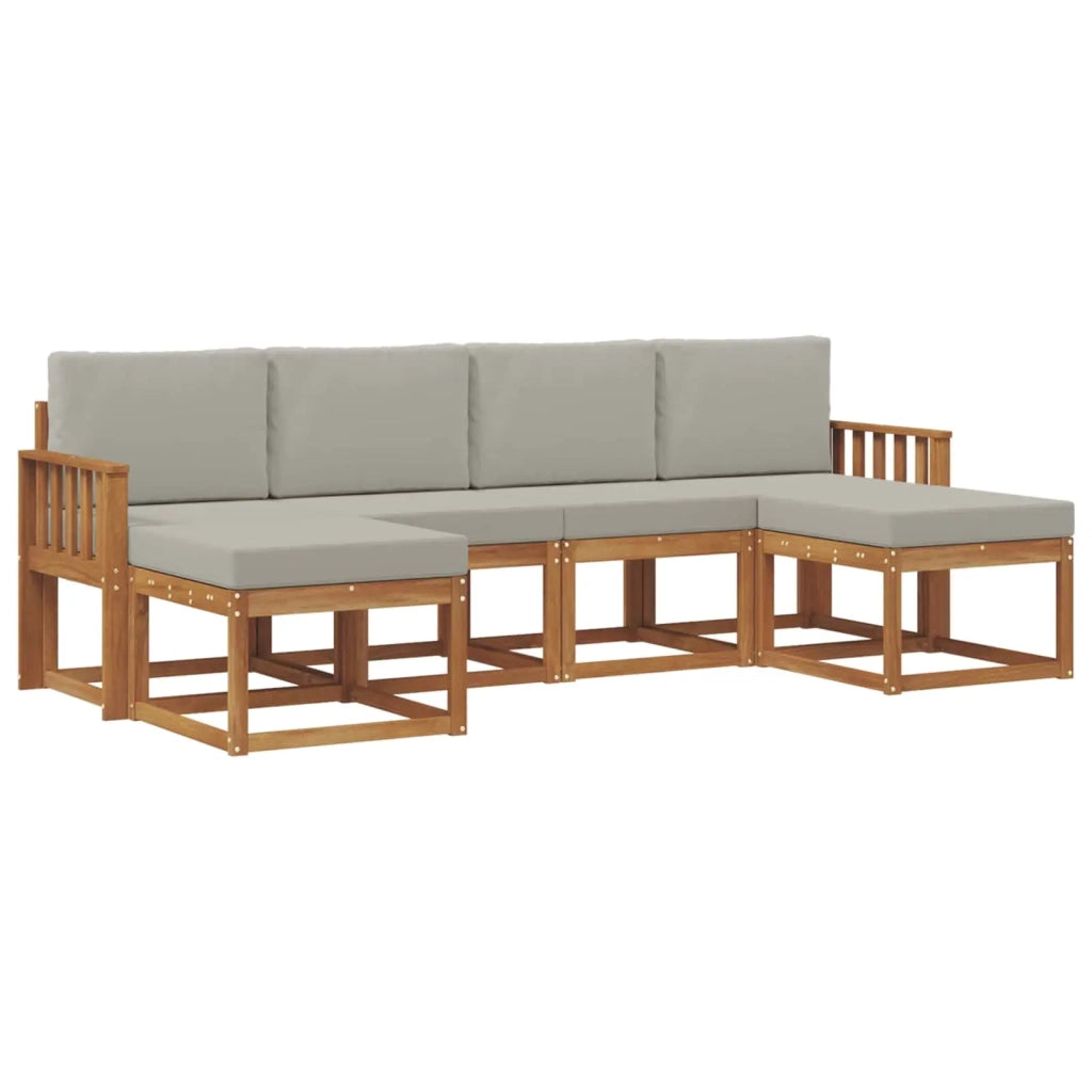 Set di divani da esterno 6 pcs Grigio Naturale e Chiaro
