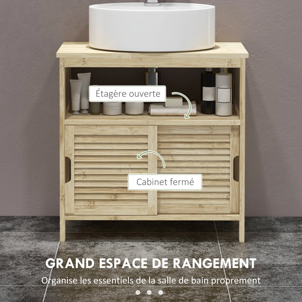 Mobile Sottolavabo in Bamb¨´ con 2 Ante ¨C Zephmum ¨C Naturale 60x30x60 cm