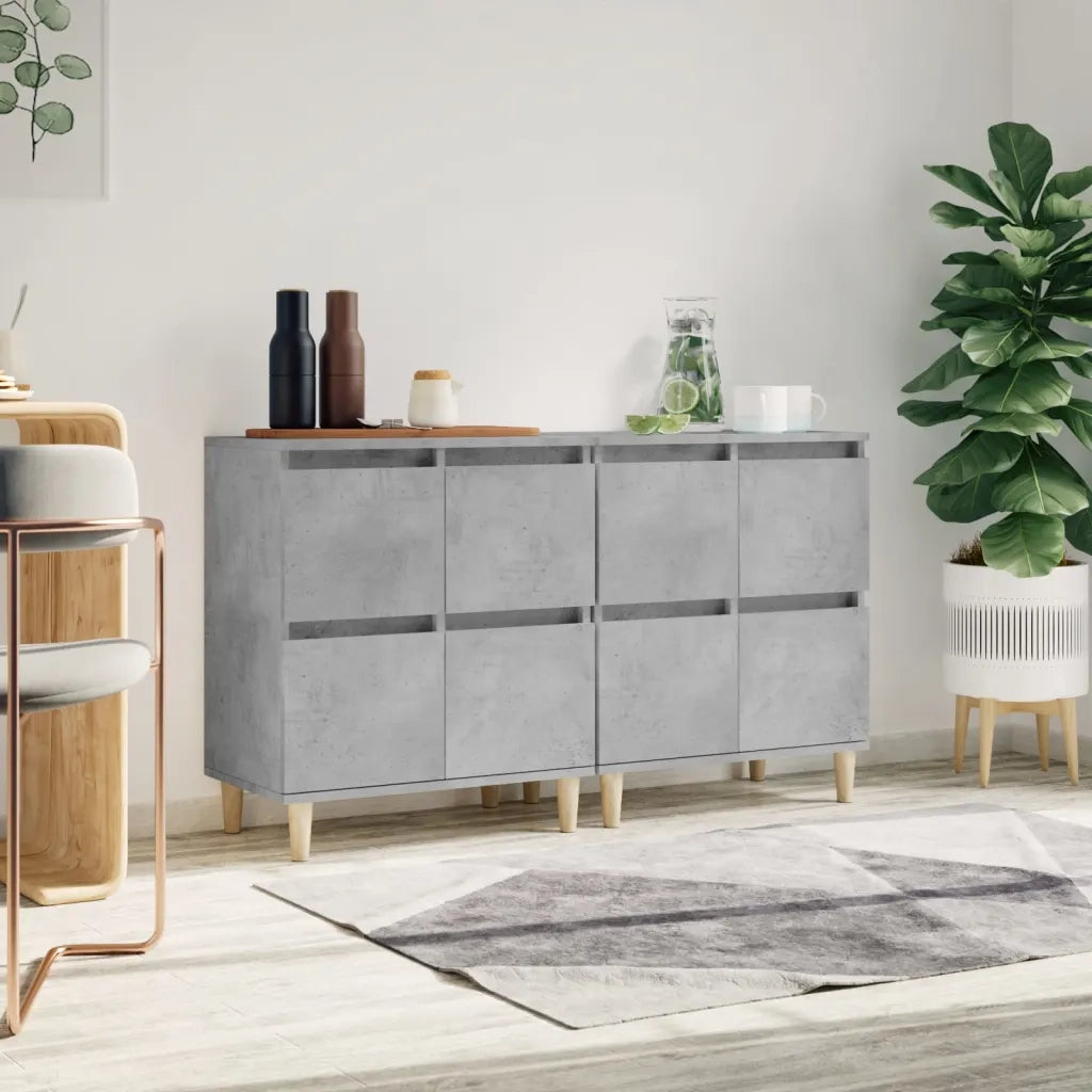 Credenze 2pz | Madia | Buffet da pranzo | Armadio da pranzo Grigio Cemento 60x35x70 cm in Legno Multistrato