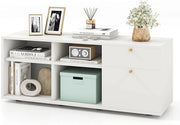 Credenza Buffet da Cucina, Armadio Buffet Moderno con Cassetti e Scomparti Aperti, Armadio da Cucina con Gambe in Metallo, per Cucina, Sala da Pranzo e Soggiorno, 108 x 39 x 50 cm