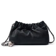 Borsa a tracolla da donna in vera pelle nera