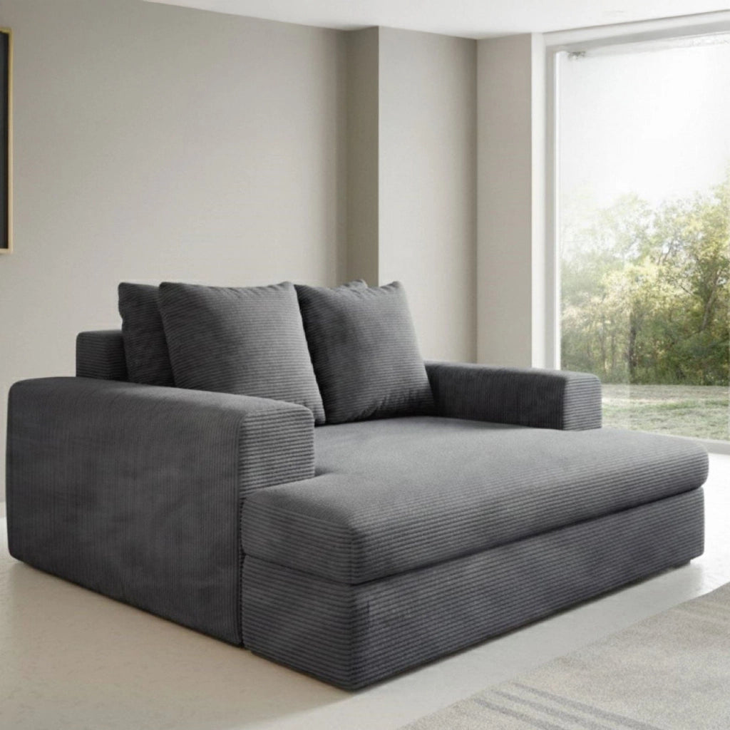 Comazzo, Divano Fisso 2 Posti Cuscini Sfoderabili, 162x167x86h cm Grigio Scuro