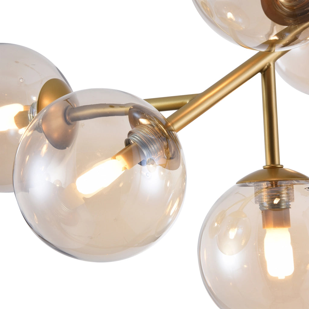 Maytoni Plafoniera contemporanea Dallas 12 luci G9 oro metallo diffusore vetro ambra