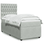 vidaXL Giroletto a Molle con Materasso Grigio Chiaro 90x200 cm Velluto