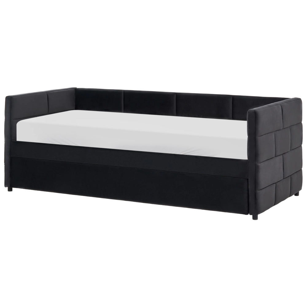 Letto singolo con secondo letto a scomparsa in velluto nero 90 x 200 cm camera da letto cameretta