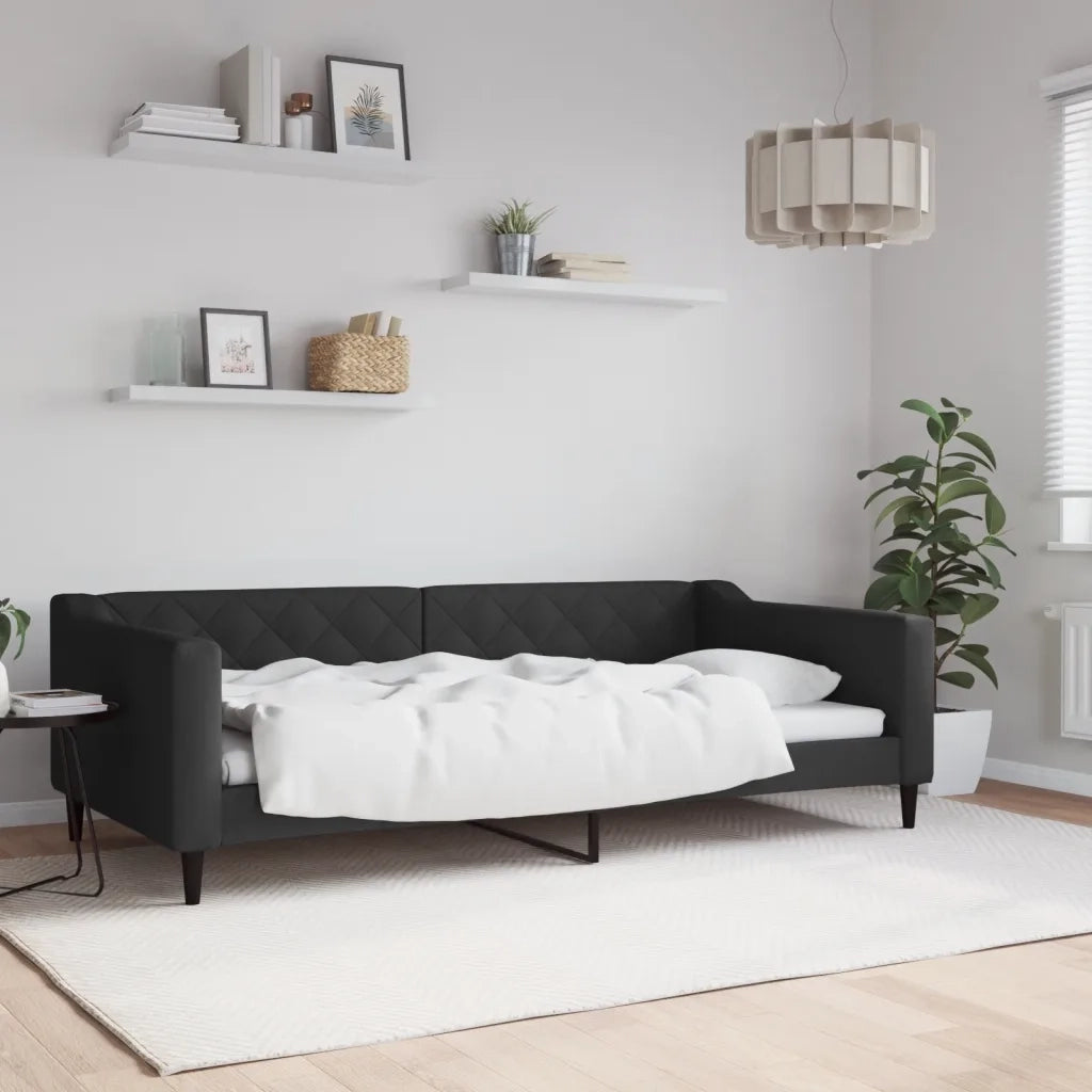 Letto da Giorno Nero 100x200 cm in Tessuto 354168