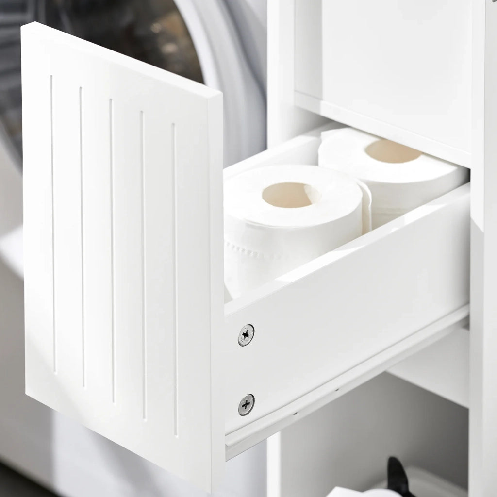 Carrellino Salvaspazio Mensola Nicchia 20cm Con Ruote Organizzatore Bagno Mobiletto Bagno Mobile Porta Carta Igienica Bianco 20x60x75cm BZR111-W SoBuy
