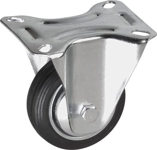 Bicicletta per libreria Ø 100 mm - 104 x 80 mm piatto - ruota in gomma massiccia - superficie morbida - ruota a rotolamento - carico portante 70 kg / ruota di trasporto / ruota di mobile / ruota per carichi pesanti / 800630