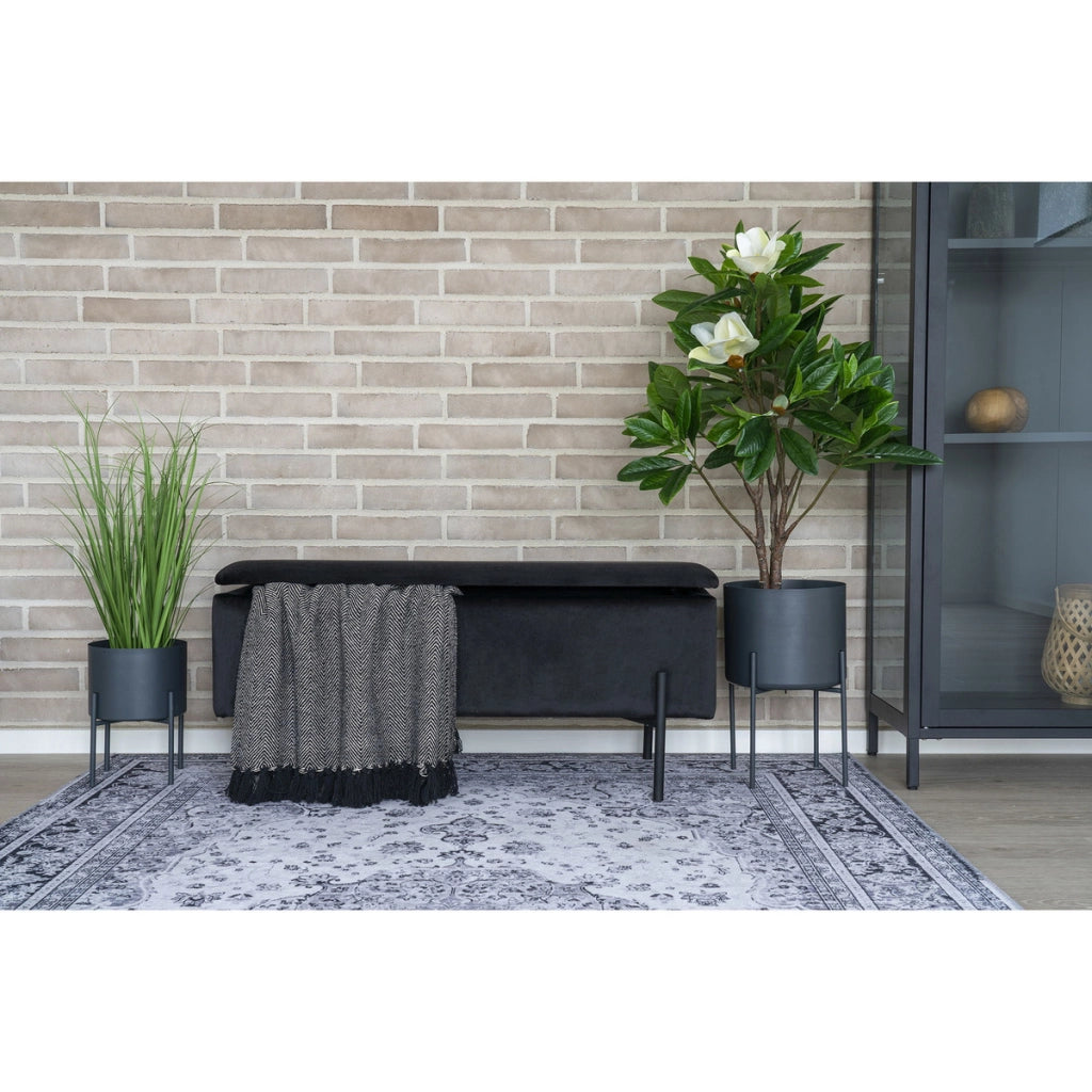 Panca con Portaoggetti Watford, Nero, Poliestere, 36,5x95x43 cm