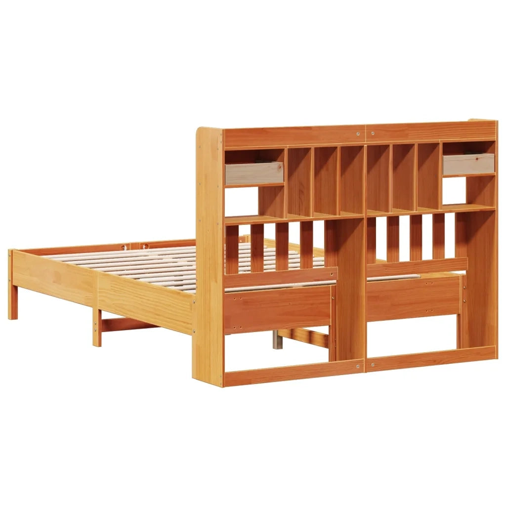 vidaXL Letto Libreria senza Materasso Marrone Cera 140x200 cm in Pino