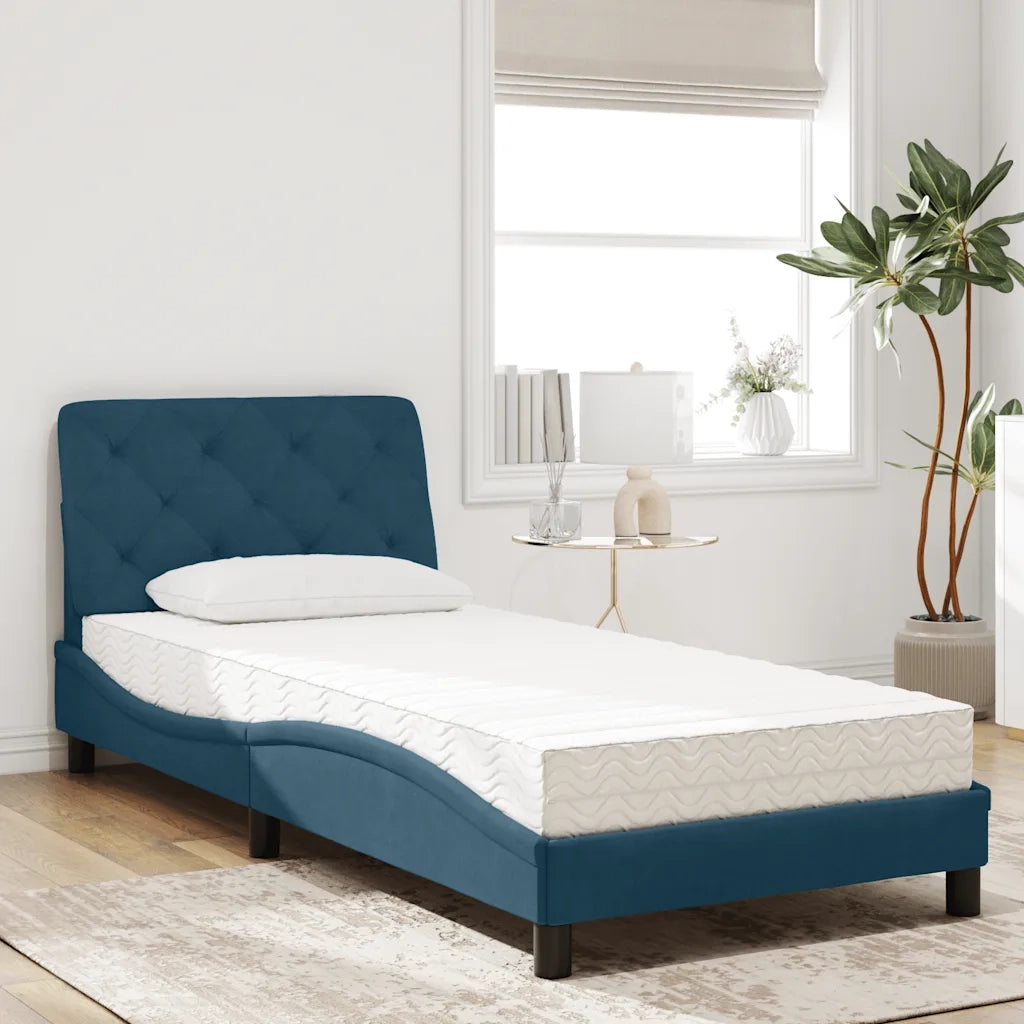 Letto con Materasso Blu 90x190 cm in Velluto 3208632